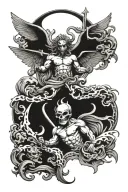 Heaven and Hell War tattoo design idea