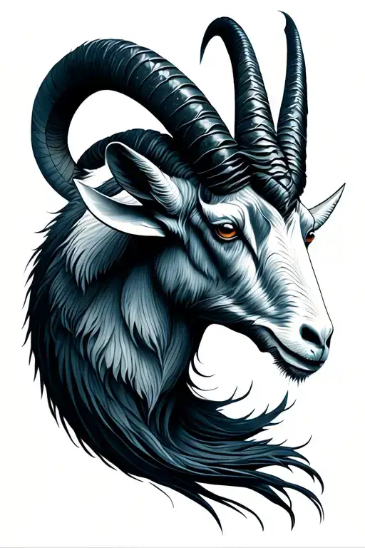 capricorn sea goat with long tail tattoo design idea