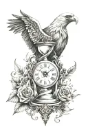 Chronos Kairos hourglass clock Eagle tattoo design idea