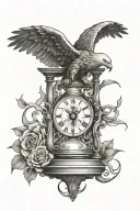 Chronos Kairos hourglass clock Eagle tattoo design idea