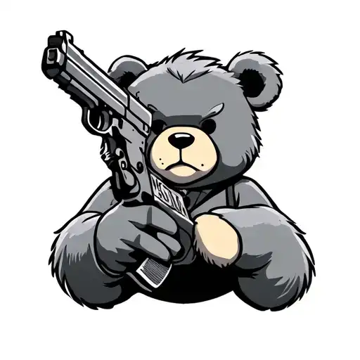 gangster boo boo bear holding a gun tattoo design idea
