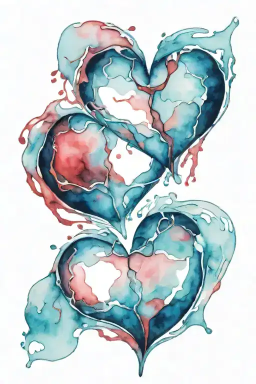 broken heart liquing red blood remaining ice behind tattoo design idea