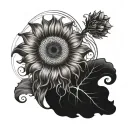Design a tattoo of a sunflower and a jellyfish mixed together. tattoo design idea