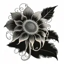 Design a tattoo of a sunflower and a jellyfish mixed together. tattoo design idea