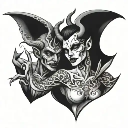 dance with the devil tattoo design idea