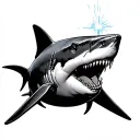 shark with laser beam on its head tattoo design idea