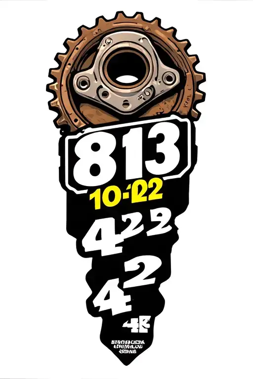 representing motocross racing include a number plate numbers 813, 102, 42. incorporate dirtbike parts. chain sprocket tattoo design idea