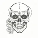 skull face flat line cartoon tattoo design idea
