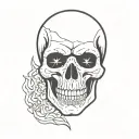 skull face flat line cartoon tattoo design idea