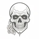 skull face flat line cartoon tattoo design idea