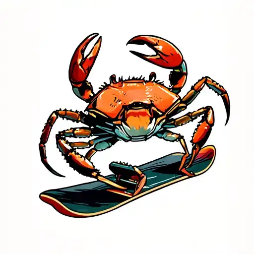 A crab on a snowboard tattoo design idea