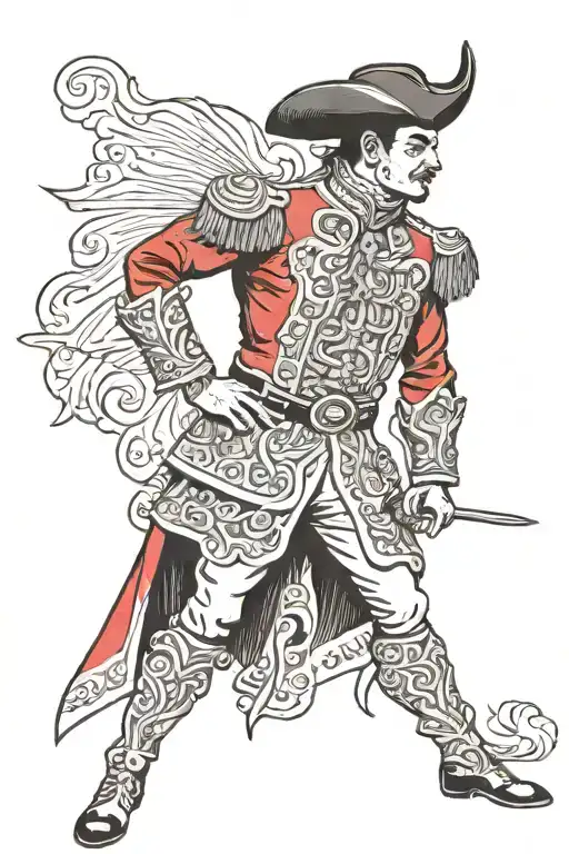 matador in red jacket standing tattoo design idea