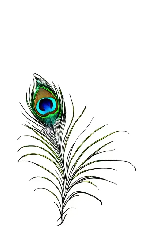 Colourful peacock feather attached tattoo design idea