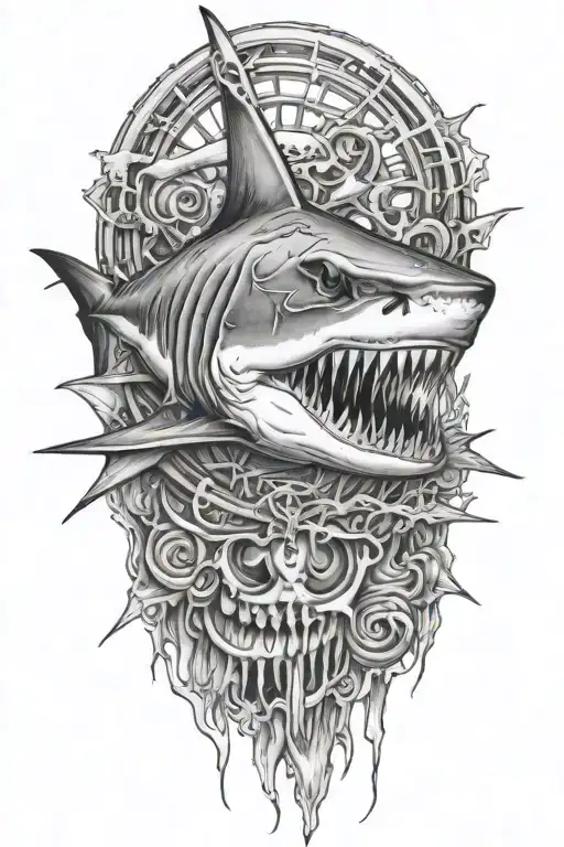 shark skeleton tattoo design idea