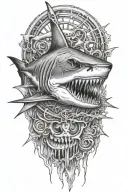 shark skeleton tattoo design idea