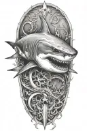 shark skeleton tattoo design idea