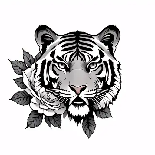 tiger and rose tattoo tattoo design idea