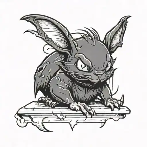 bat like bunny creature tattoo design idea