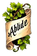 vine with scroll with word abide tattoo design idea