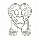 dog paw, infinity symbol and heart shaped lock tattoo design idea