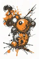 orange billiard ball in the forest tattoo design idea