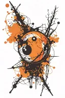 orange billiard ball in the forest tattoo design idea