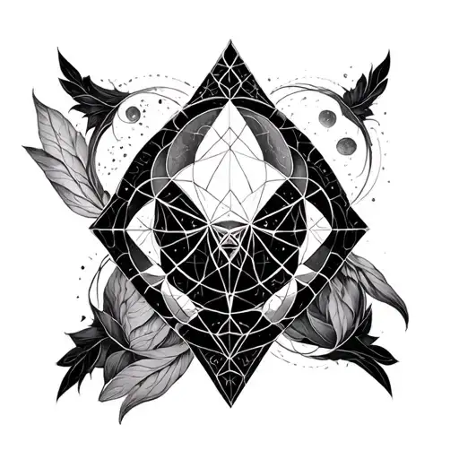 use sacred geometry patterns (inspired by vesica piscis or Metatron’s cube) to suggest divine order and endless cycles. tattoo design idea