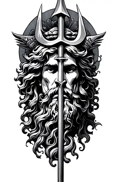 aquarius with poseidon trident tattoo design idea
