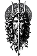 aquarius with poseidon trident tattoo design idea
