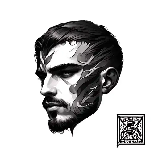 duality of man face tattoo design idea