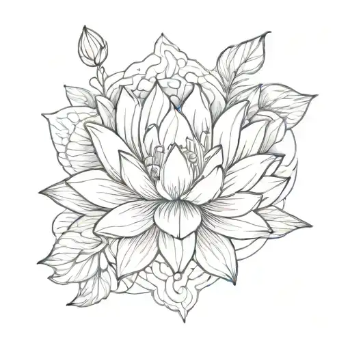 lotus flower and koi fish tattoo design idea