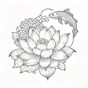 lotus flower and koi fish tattoo design idea