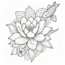 lotus flower and koi fish tattoo design idea
