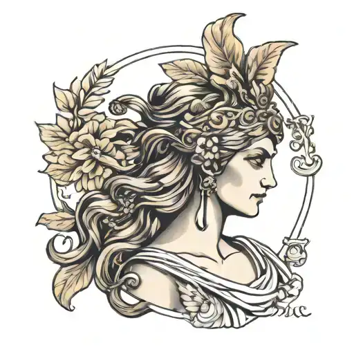 sexy athena greek goddess tattoo design idea