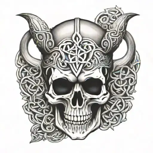 Sleeve skull Celtic Nordic viking tattoo design idea