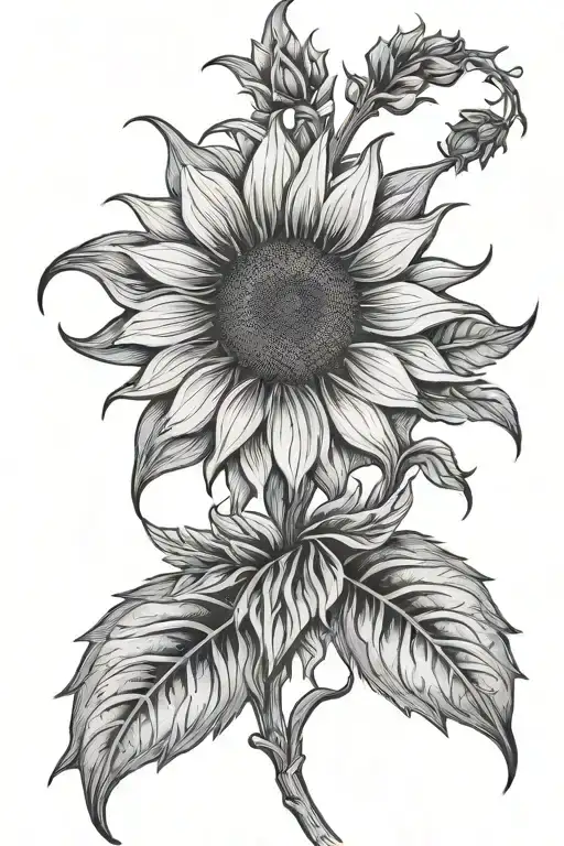 Tooled Leather sunflower surrounded tattoo design idea