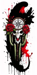 Metal, Southwest, Cactus, Dead Roses, Compass, Dreamcatcher, Longhorn skull tattoo design idea