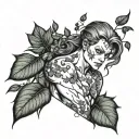 Poison ivy, tattoo, male, sleeve, plant, black and white tattoo design idea