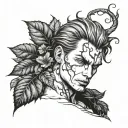 Poison ivy, tattoo, male, sleeve, plant, black and white tattoo design idea