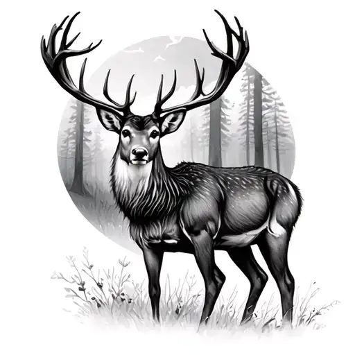 4 deer in the forest tattoo design idea