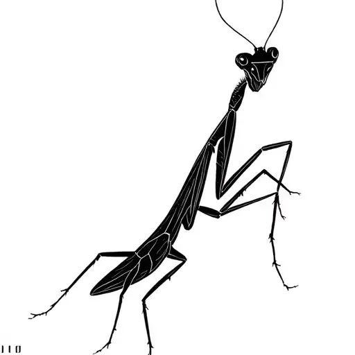 minimalist praying mantis tattoo design idea