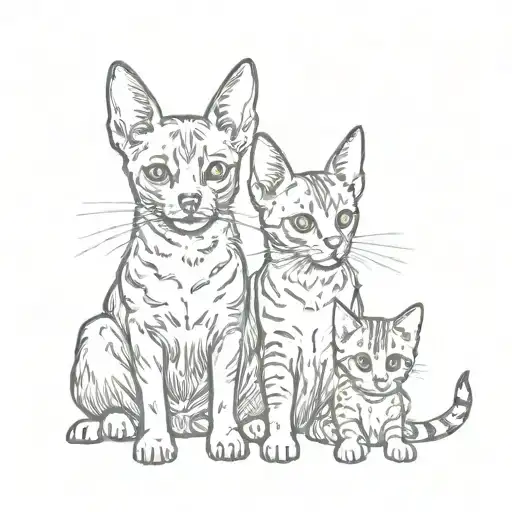min pin and tabby cat tattoo design idea