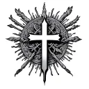 AMDG To the Greater Glory of God & cross tattoo design idea