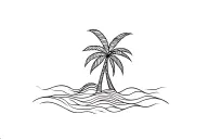 palm tree with waves tattoo design idea