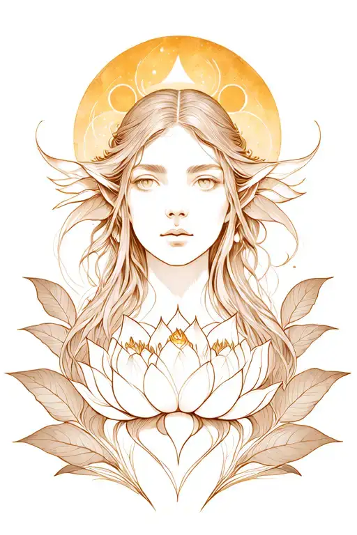 elvish, lotus, sun, moon, leaves, tolkien, abstract tattoo design idea