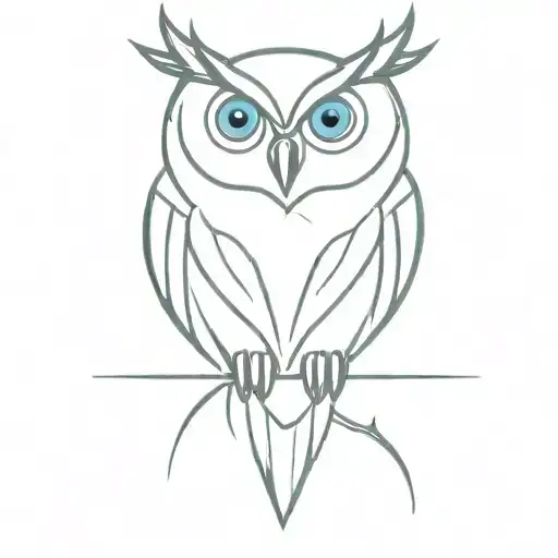 Owl with bright blue eyes and wings spread tattoo design idea