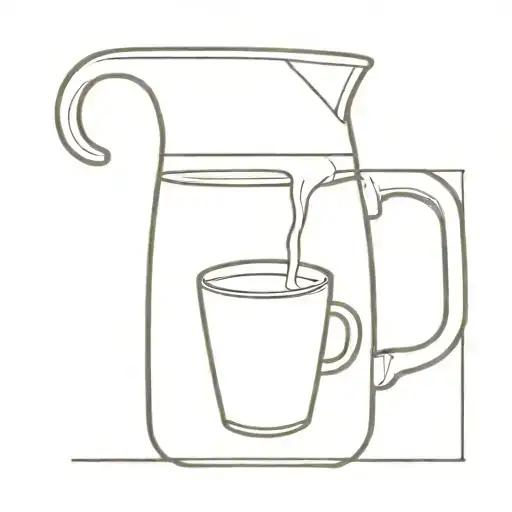 Old school line drawing of a coffee milk pouring pitcher with a world inside it  tattoo design idea