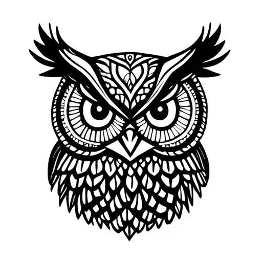 mandala owl perched tattoo design idea