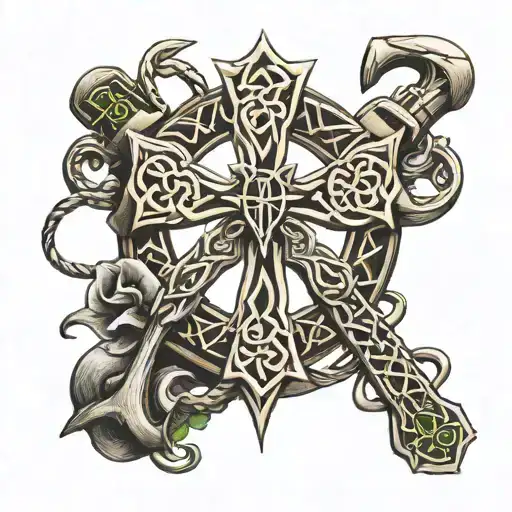 celtic cross, anchor, vesigger tattoo design idea