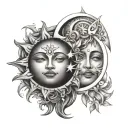 sun and moon tattoo design idea